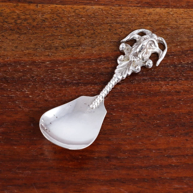 Middle Eastern ? Solid Silver Tea Caddy Spoon High Relief Goat No Monogram