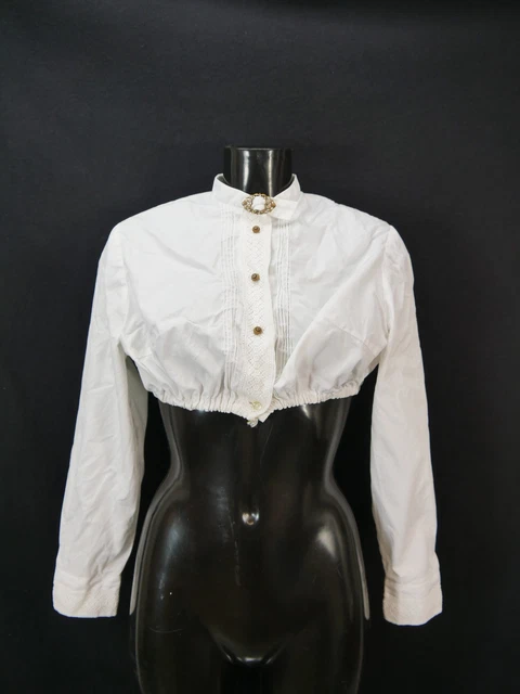 Camicia Dirndl bianca taglia 46 per Dirndl Cottonova con spilla e pizzo B10077