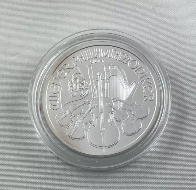 2010 Philharmonic 1.5 Euro Brilliant UNC Silver Round In Capsule - Austria -