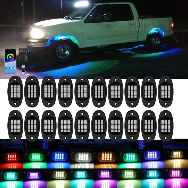 20 POD RGB LED Rock Lights Underbody Neon Underglow Light Kit For Off