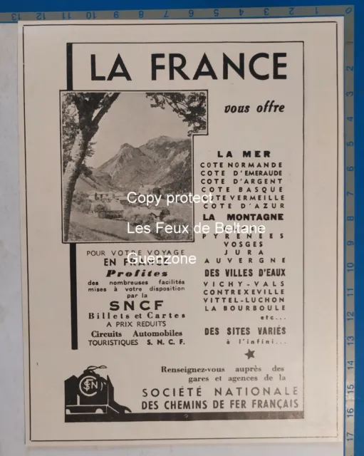 SOCIETE CHEMIN DE FER FRANCAIS  publicité 1939