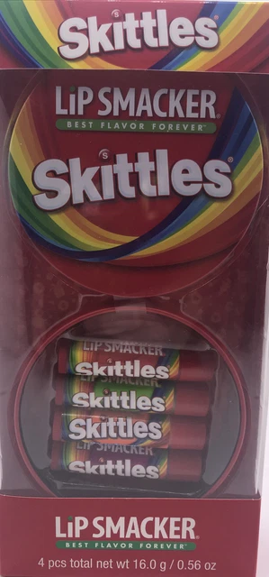 Lip Smacker Skittles 4pk Tin Set Lip Balm Best Flavor Forever Flavored Tube NISP