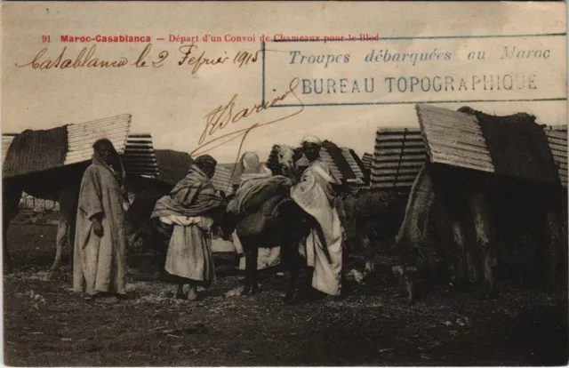 CPA AK MAROC CASABLANCA - Depart d'un convoi de chameaux pour le Blod (116297)