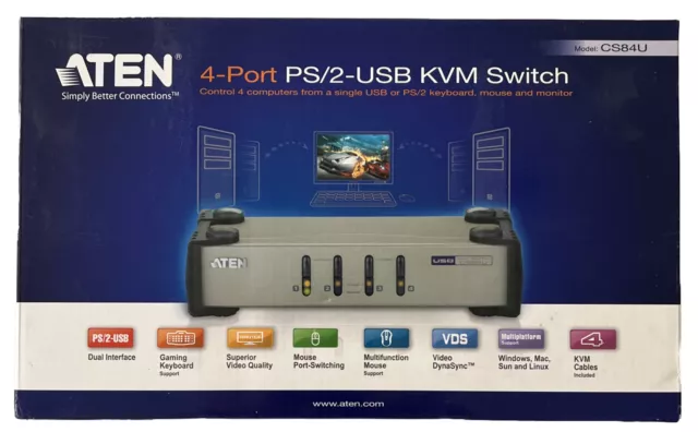 ATEN CS84U 4 Port PS/2-USB VGA KVM Switch