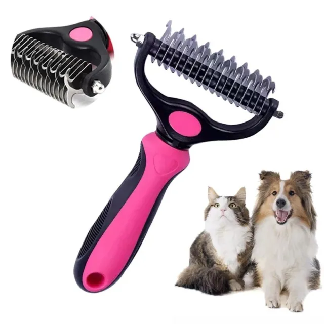 Pet Shedding Brush Grooming 2 Sided Undercoat Dog Cat Comb Tool Pets NEW
