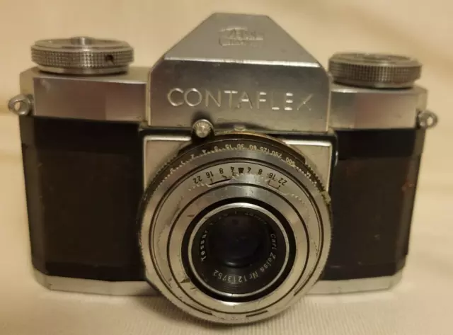 Zeiss Ikon Contaflex 35mm SLR Film Camera w/Zeiss Tessar 45mm f/2.8 Lens (estate