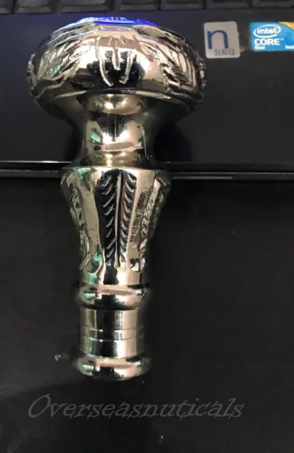 Antique Silver Brass Knob Head Handle Walking Cane Handmade Gift