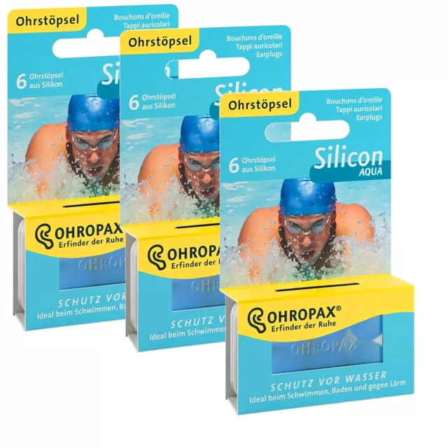 OHROPAX Aqua 3x 6 Tappi per Orecchie Di Silicone Protezione Rumore Udito A Nuoto