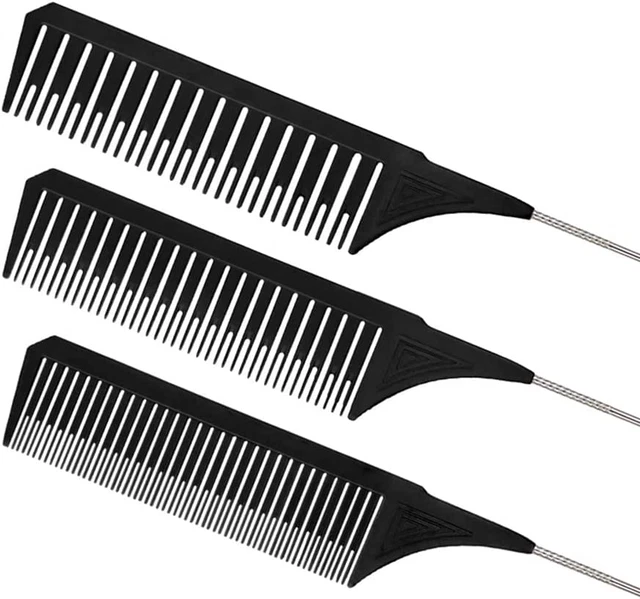 3Pcs Highlighting Combs Set Different Sizes Weaving Hair Combs Professional.