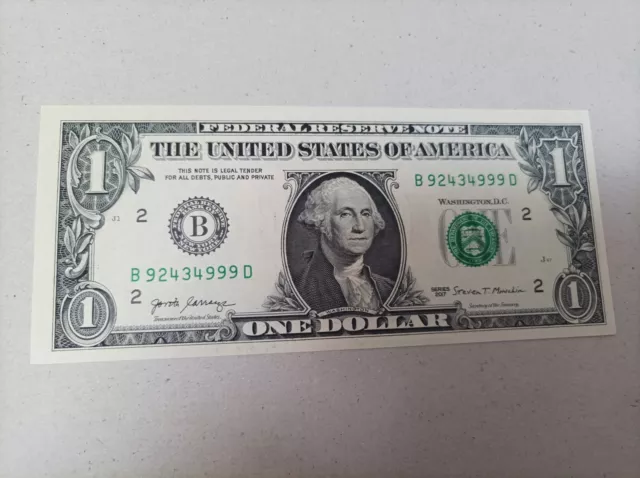 Billete de Estados Unidos de 1 dólar, UNC