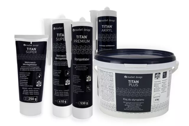 Marbet Design 1x Adhesivos de Montaje titan super Pegamento Espuma Poliestireno