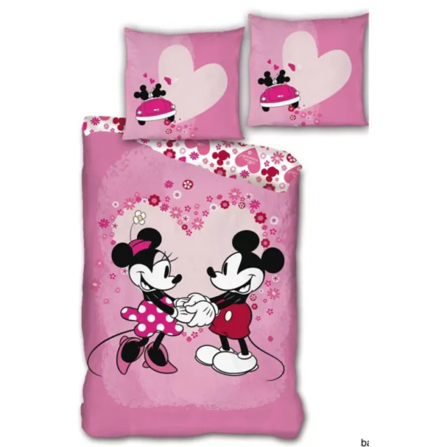 Minnie Mouse Disney - Parure de Lit Enfant Fleurs Roses - Housse de Couette 140x