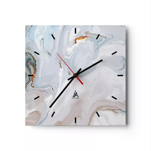 Horloge murale en verre 30x30cm Silencieuse abstraction moderne Wall Clock