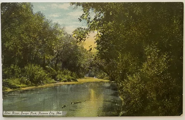 Postcard, Blue River, Swope Park, Kansas City Missouri, early 1900s