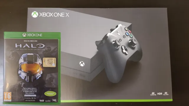 Xbox One X 1TB nera + Halo Masterchief Collection, scatola e cavi NO CONTROLLER
