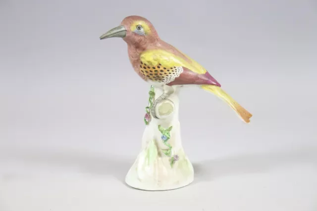 Vogel Paradiesvogel bemalte Porzellanfigur Schwertermarke 19.Jhd (GE025)