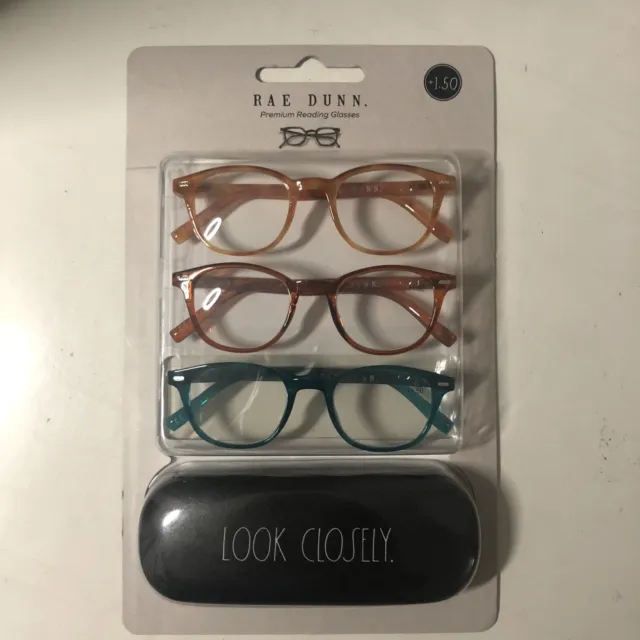 Rae Dunn +1.50 “LOOK CLOSELY” Premium Reading Glasses & Fun Carrying Case