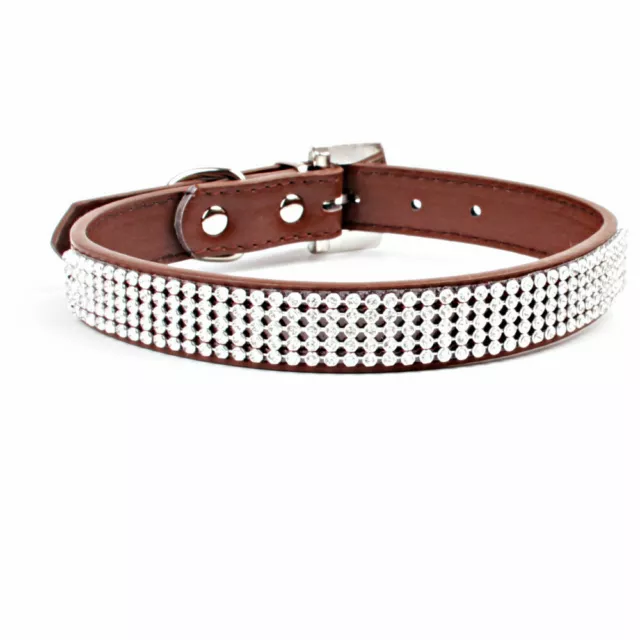 Cuero Sintético Perro Collar Diamante Gato Cachorro Negro Azul Rojo S Pet Cuello