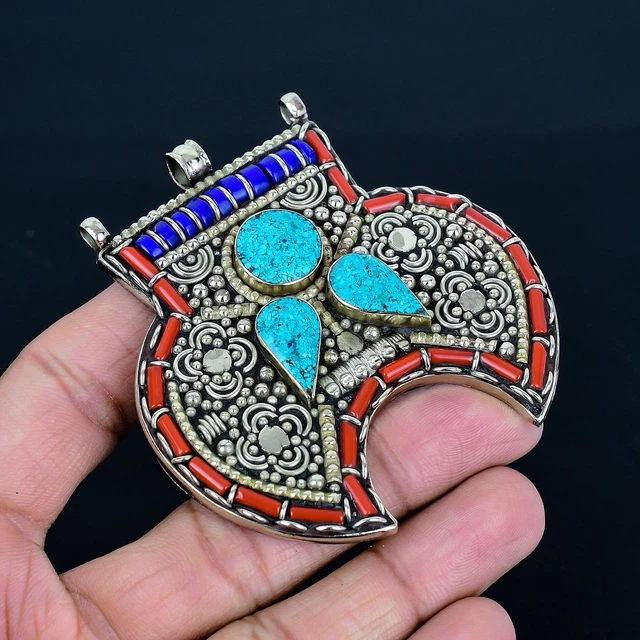 Collier Ethnique Népalais En Argent 925 Avec Lapis-Lazuli - Fait Main - Neuf