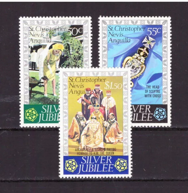 FRANCOBOLLI Stamps Colonie Inglesi St Chrisopher Nevis 1977 Silver Jubilee MNH &