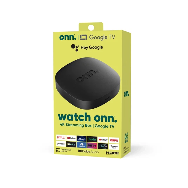 ONN. GOOGLE TV 4K Streaming Box 5G WiFi Chromecast Netflix Certified
