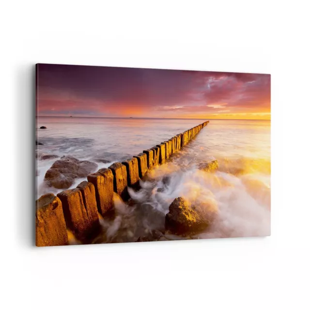 Wandbilder 120x80cm Leinwandbild Boot Landschaft Meer Ostsee XXL Bilder