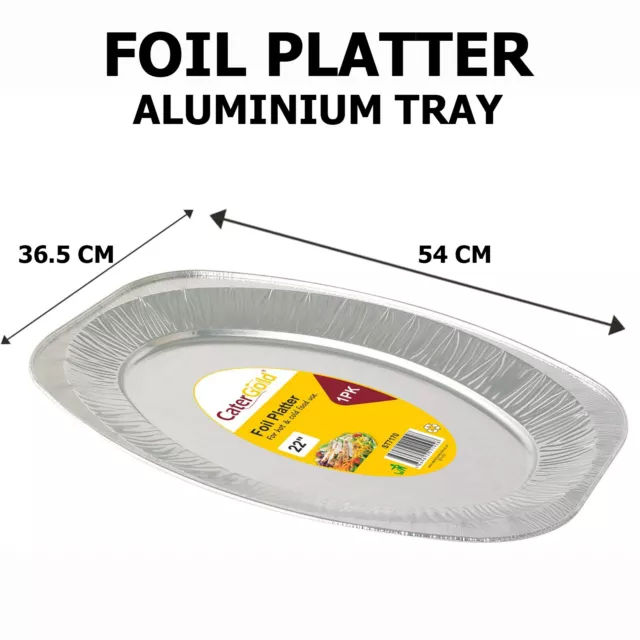 Aluminium Tin Foil Platters Buffet Disposable Catering Food Tray Plate 22"