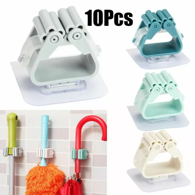 10PCS Mop holder Wall-mounted Broom Brush Handle Tool Hanger Sticky Hook