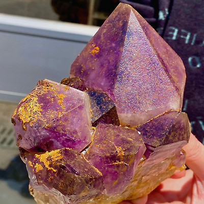 4.82LB  Natural Amethyst geode quartz cluster crystal specimen energy Healing .