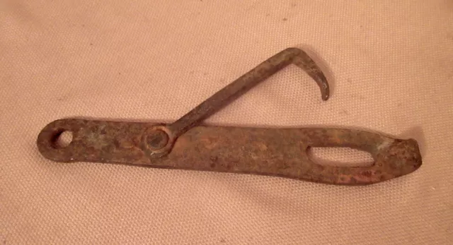 large antique 18th century hand wrought iron door swing hook lock hardware