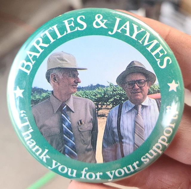 Vintage BARTLES & JAMES Wine 3 inch Pinback Button