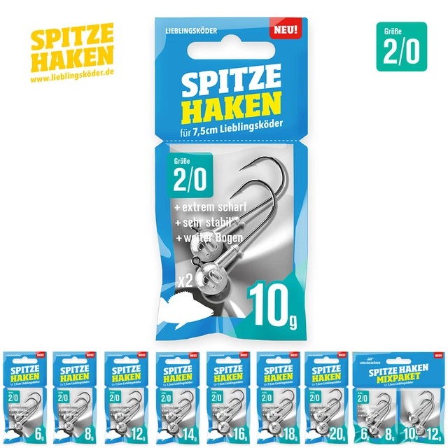 Lieblingsköder Spitze Haken 2/0 | 6g bis 20g + Mixpaket Jigkopf Jighaken Jighead