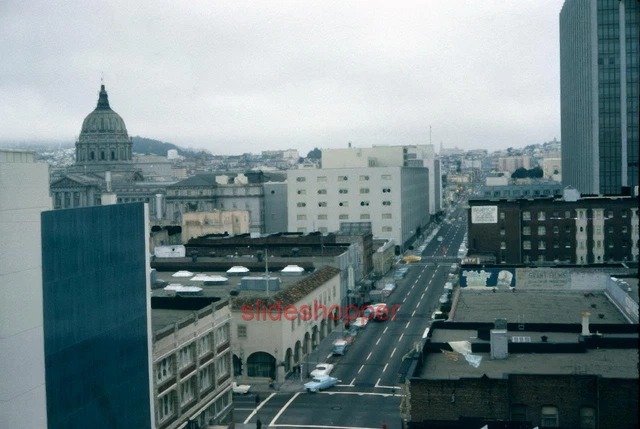 Slide Photo 1964 San Francisco Downtown City Hall Rooftop Street Scene CA