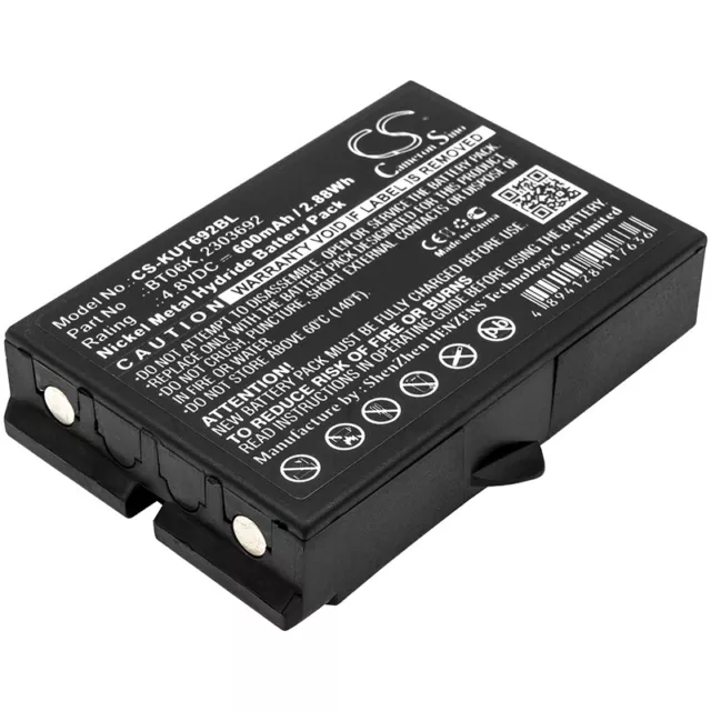 600mAh Battery for IKUSI ATEX transmitters Black 2303692 BT06K 4.8V Ni-MH