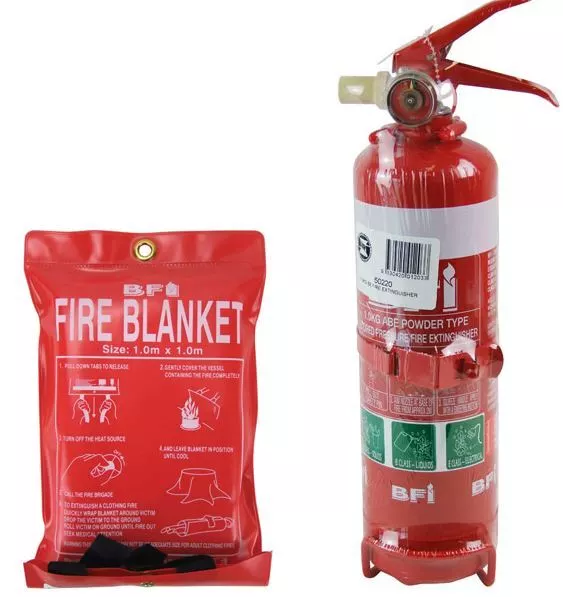 Fire Extinguisher  Blanket Kit 1kg ABE Professional Dry Powder Bracket Car Home