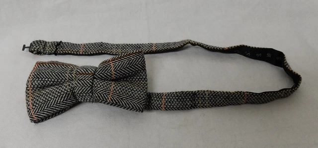 New Men's Dobell Black & White Tweed Country Wool Blend Pre-Tied Bow Tie