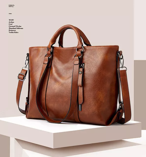 Retro Women Shoulder Bag Large Designer Handbag Soft Leather Shopper Tote Bag