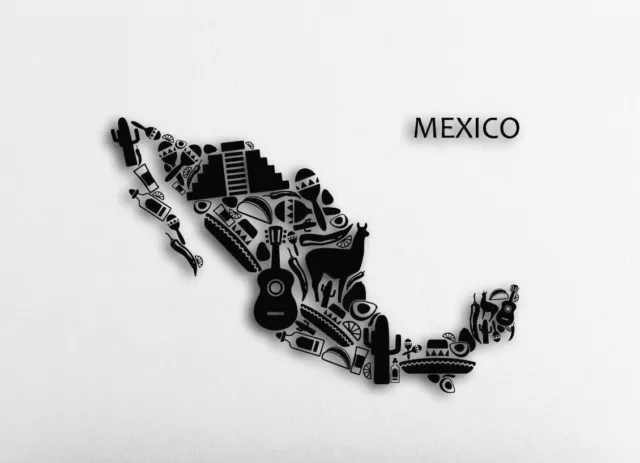 Vinyl Decal Wall Sticker Map of Mexico Latin America Living Room Decor (z1597)