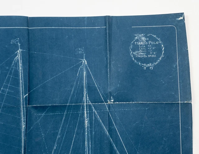 L. Francis Herreshoff Orig Vintage MARCO POLO Boat Blueprint #1/22 Full Drawing