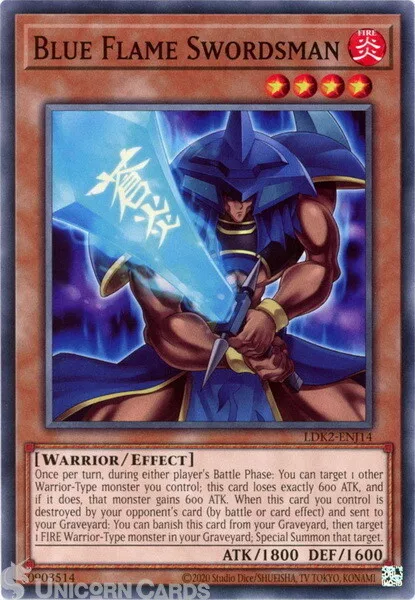 LDK2-ENJ14 Blue Flame Swordsman UNL 2024 Edition Mint YuGiOh Card