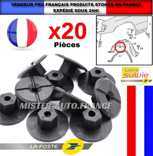 20x Ecrou en Plastique Universel pour Fixation Garde-Boue Voiture 4mm (Qualité)