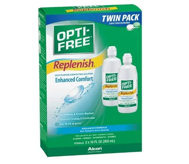 OPTI-FREE Replenish Multipurpose Contact Lens Disinfecting Liquid Solution Twin