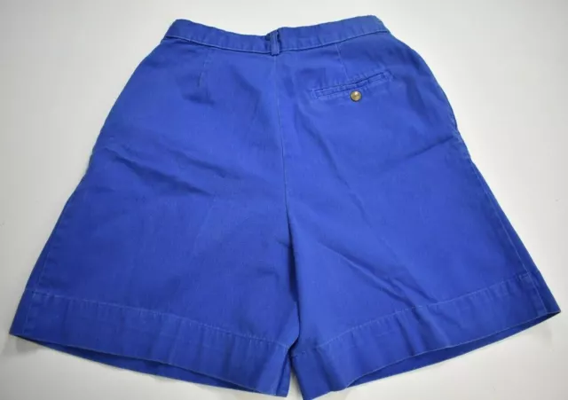VTG 80s LL Bean Womens Blue High Waisted Cotton Pockets Snap Button Shorts 12 2