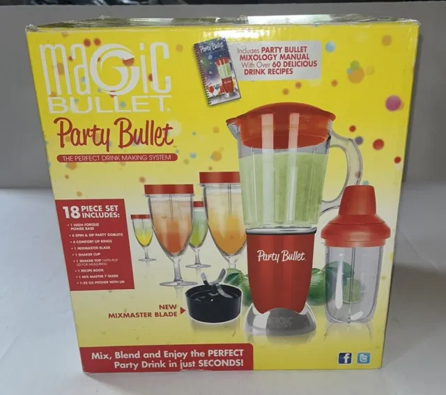 MAGIC BULLET Party Bullet Blender Mixer Drink Making System Red Open Box