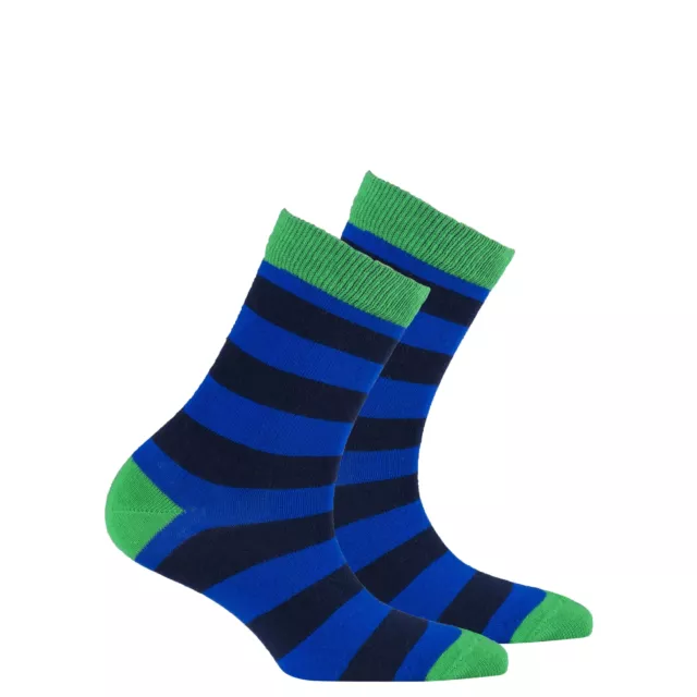 Kids Navy Emerald Stripe Socks