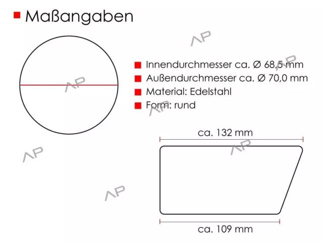 68 mm Edelstahl Auspuffblenden Endrohr für VW Passat B8 3G Passat Variant 2014+ 3