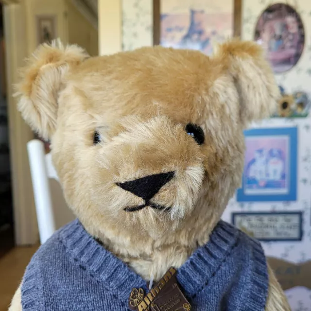 LARGE 1980's Limited Edition Blond Mohair Althan's Teddy bear signed 19in EUC