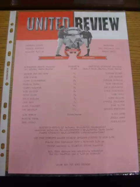 10/09/1997 Manchester United Reserves v Sheffield Wednesday Reserves  (Single sh