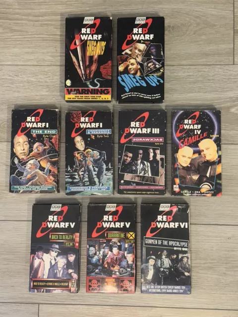 Mixed Lot Of 9 Red Dwarf VHS Tapes, BBC, CBS Fox,  Sci-Fi Comedy. Free Shipping