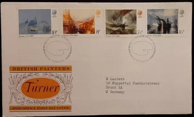 (GBR-282) GB 1975 First Day Cover Pets  British Painters - Turner ADDRESSED